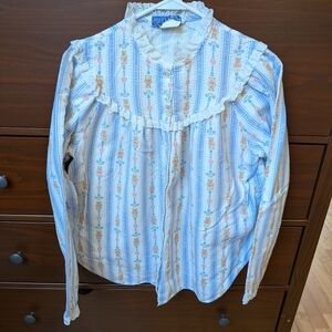 Vintage Lanz Of Salzburg Teddy Bear Flannel Top Sz L